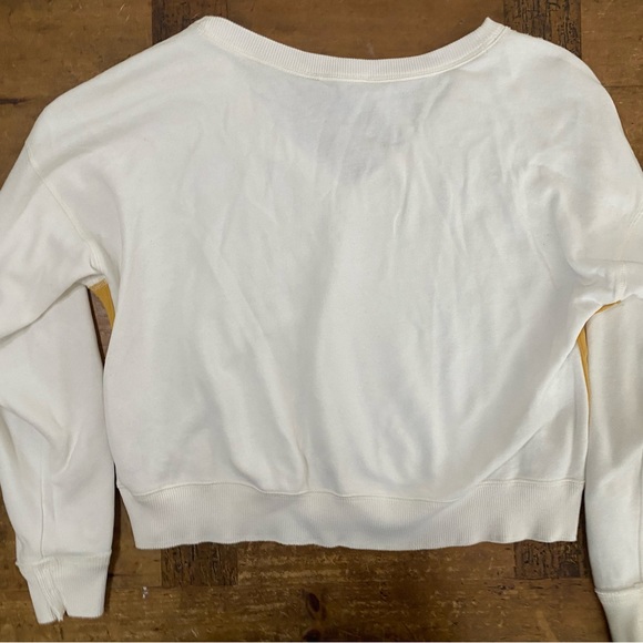 Abercrombie & Fitch Women Sweatshirt Large  Soft V Neck Pullover White Yellow - Picture 3 of 8